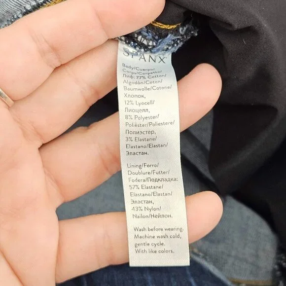 Spanx Distressed Ankle Skinny Jean Denim Legging Medium Wash Women’s Size M - Picture 6 of 11